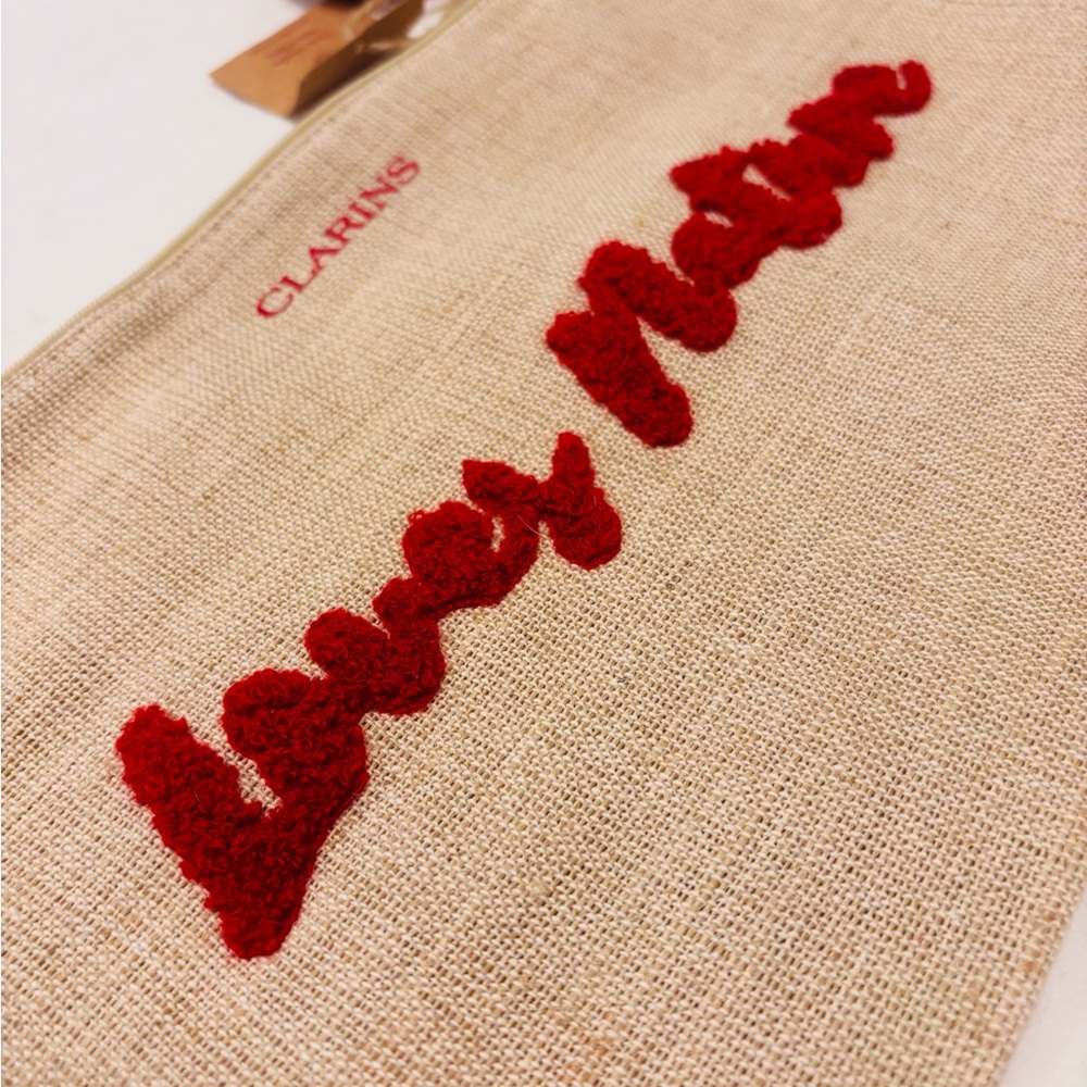 Linen cosmetic Bag Gift with Purchase Clarins Loves Nature
